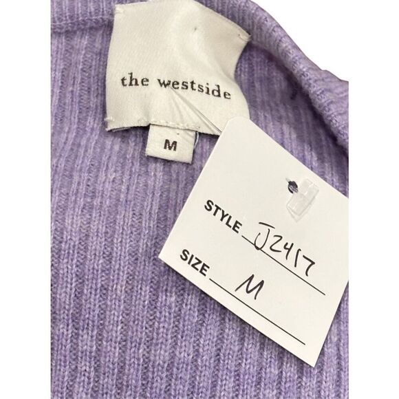The Westside Kaia Light Purple Ribbed Scoop Neck Wool & Cashmere Sweater NWT Siz - Picture 3 of 4